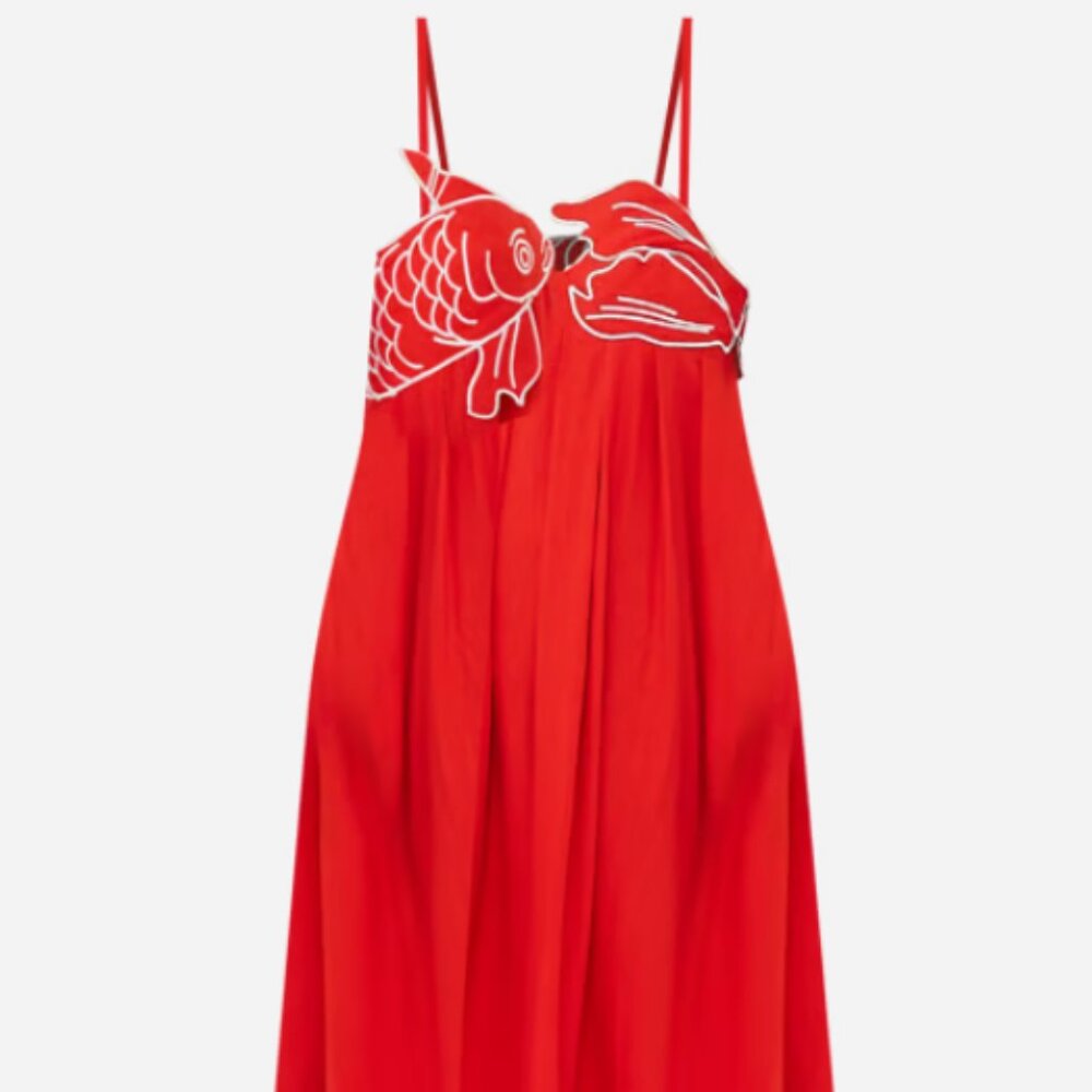 NWT FARM Rio Red Fish Top Maxi Dress Size XL